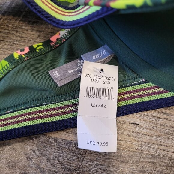 NWT AERIE | Floral Swim Bikini Set Perkier Pushup | Sz. XL / 34C - Picture 3 of 9